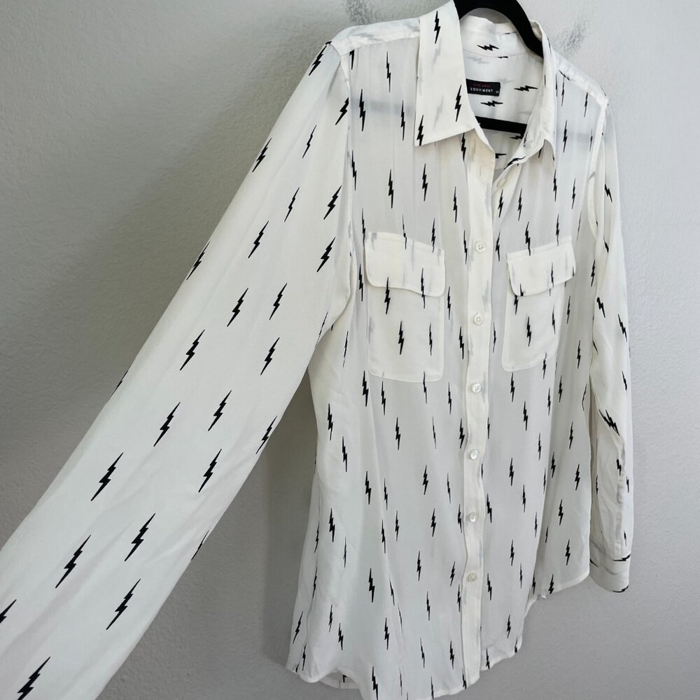 Equipment X Kate Moss Womens Large Slim Signature Button Up 100% Silk Blouse Top - Picture 8 of 12